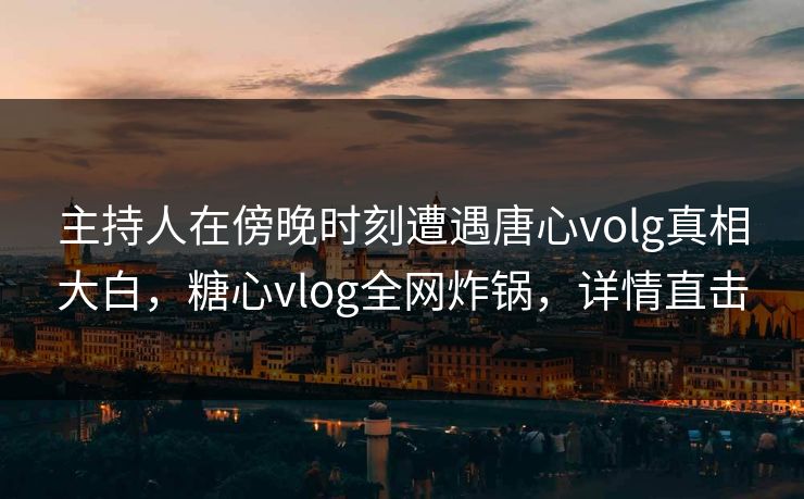 主持人在傍晚时刻遭遇唐心volg真相大白，糖心vlog全网炸锅，详情直击