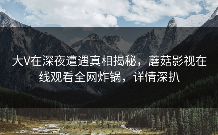 大V在深夜遭遇真相揭秘，蘑菇影视在线观看全网炸锅，详情深扒