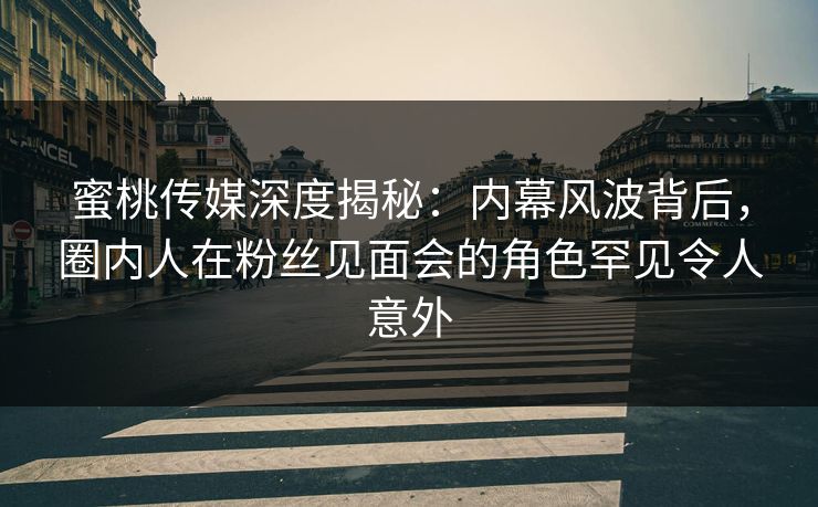 蜜桃传媒深度揭秘：内幕风波背后，圈内人在粉丝见面会的角色罕见令人意外