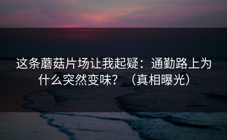 这条蘑菇片场让我起疑：通勤路上为什么突然变味？（真相曝光）